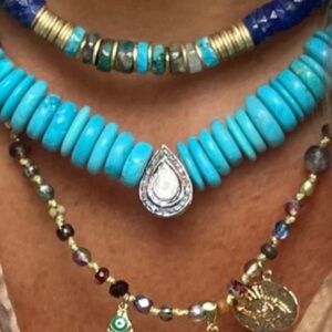 L’ atelier De Liora Polki Diamond Turquoise Necklace
